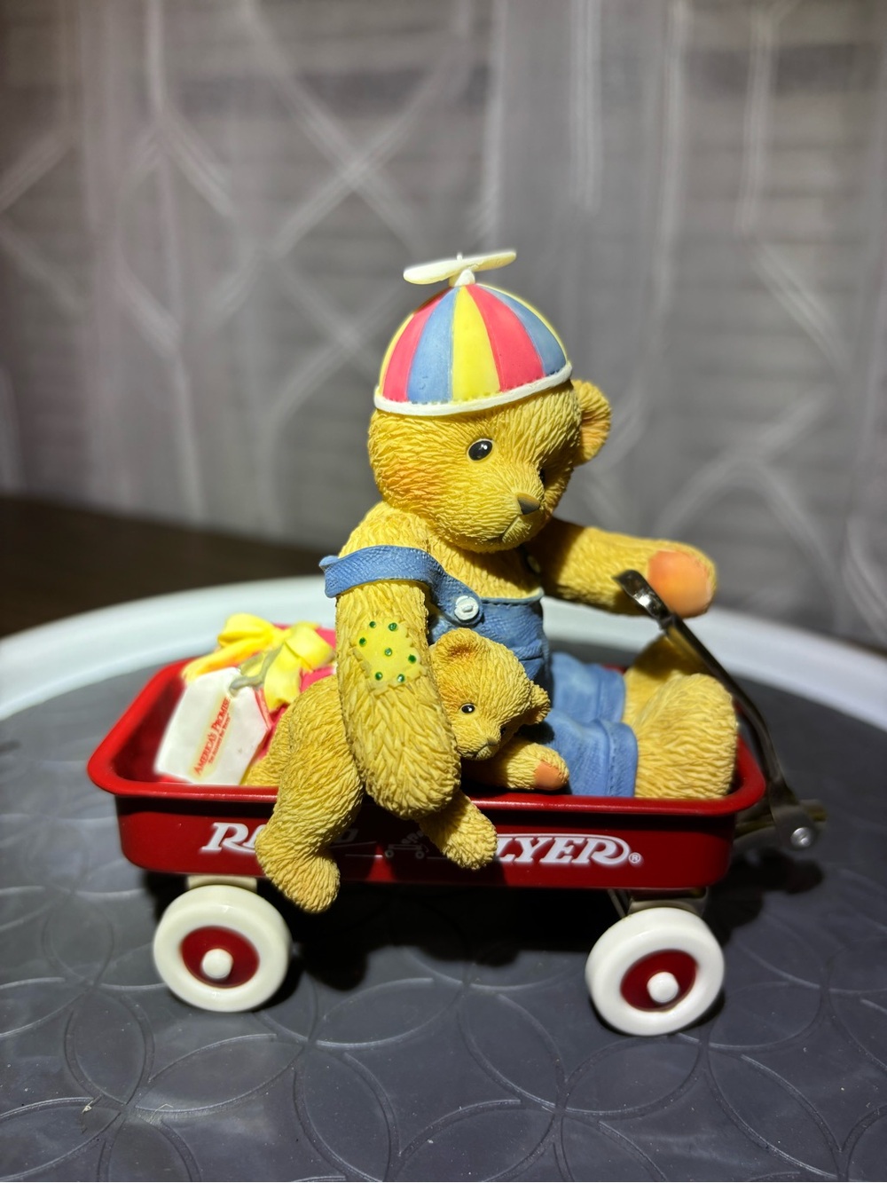 Cherished Teddy Radio Flyer Red Wagon with Yellow Teddy Bear Toy Vintage 1999
